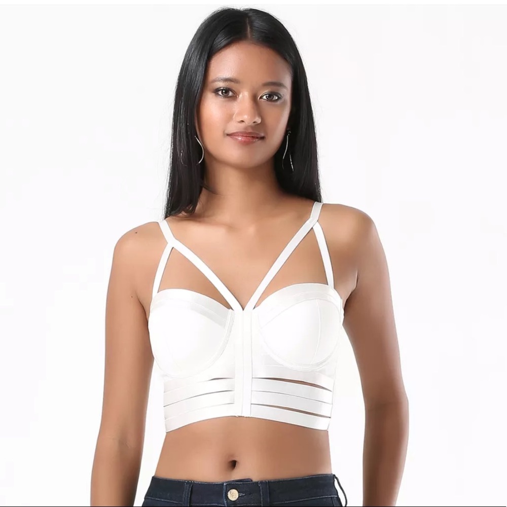 BEBE Multi Caged Multi Strap Long Line Bra